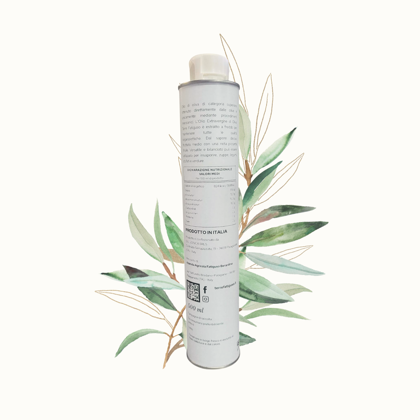 Vendita Lattina da 500 ml di Olio extra vergine di Oliva Pugliese